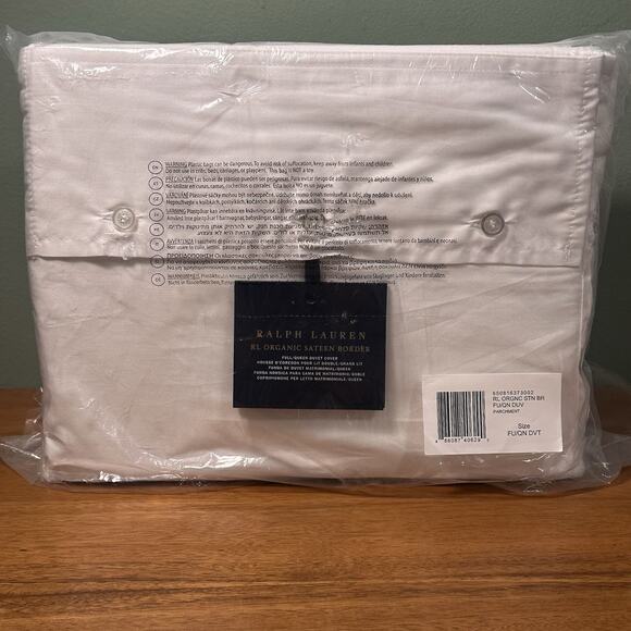Ralph Lauren RL Organic Sateen Border Full/Queen Duvet Cover $400 Parchment NWT - Picture 6 of 10